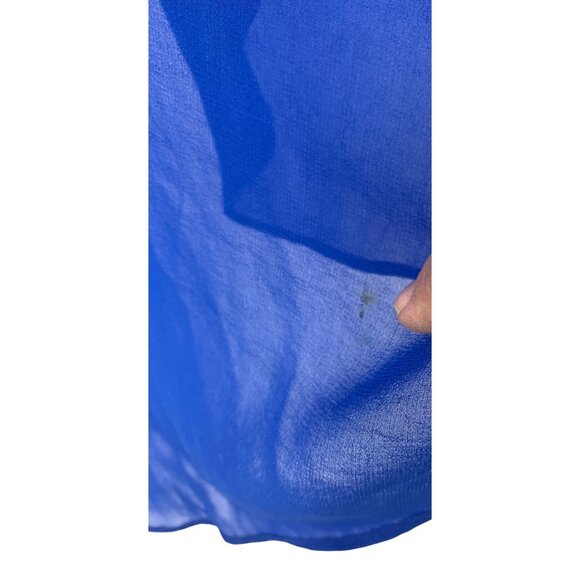 Bebe L/XL Lined Chiffon High-Low Skirt Cobalt Blue RAA10432 Stretch - Picture 7 of 8